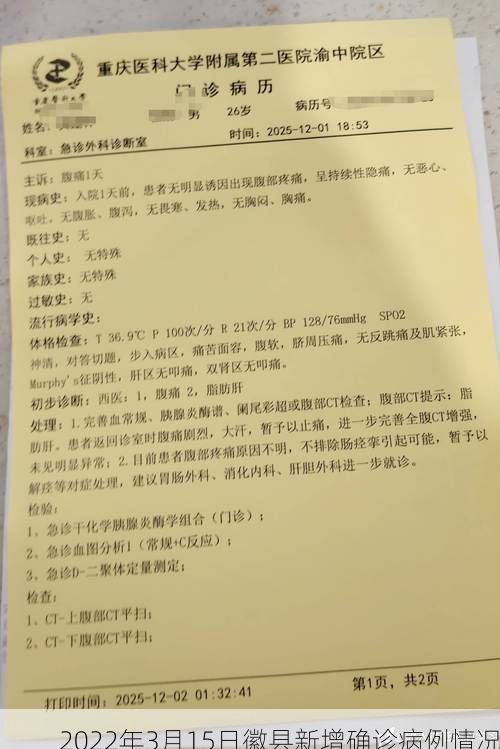 2022年3月15日徽县新增确诊病例情况